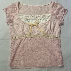 Elegant Pink Lace Women Top